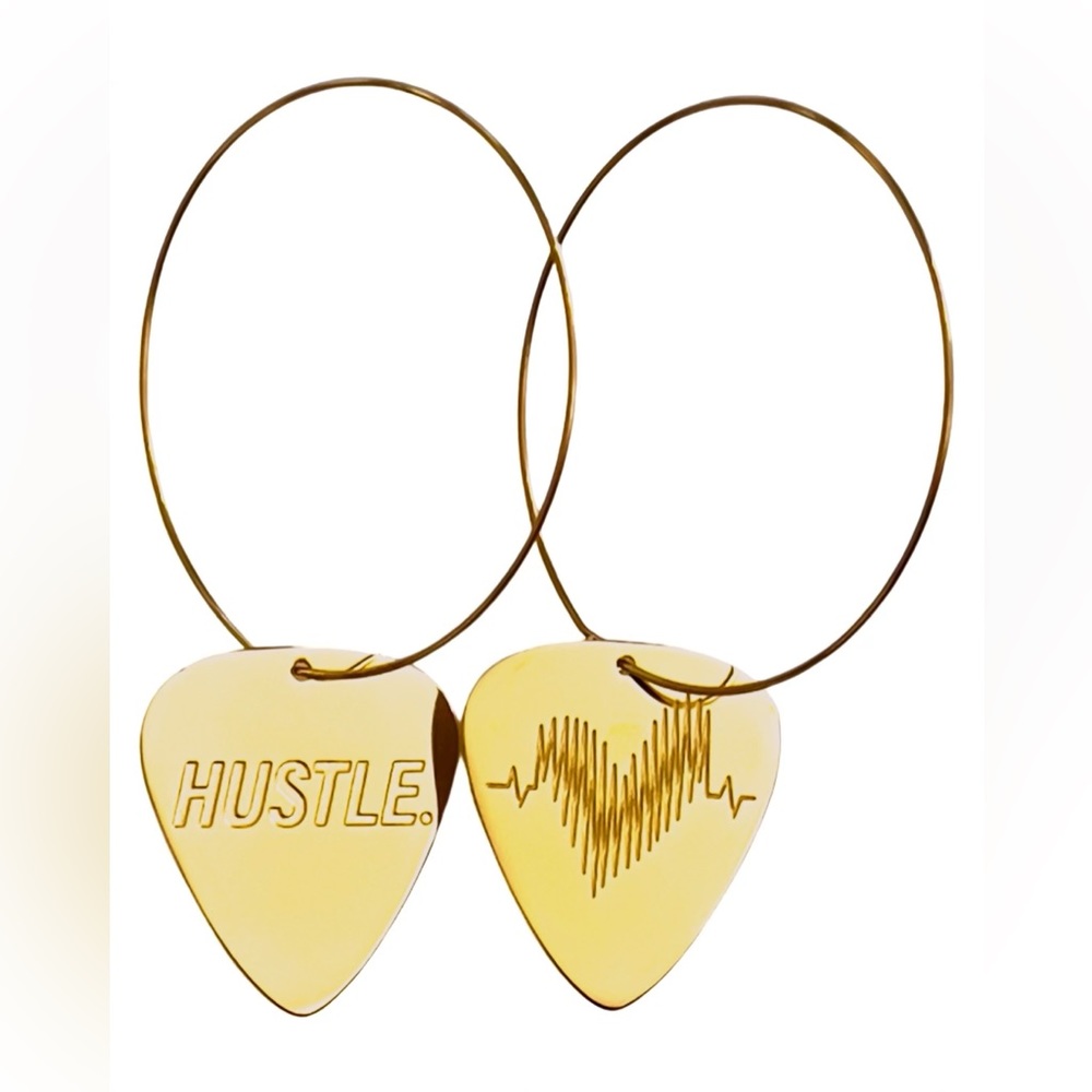 Gold Plated Guitar Pick Earrings Reversible